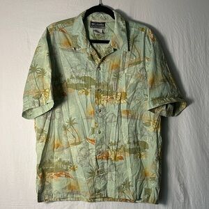 Columbia Tropical Print Shirt in Green and Orange